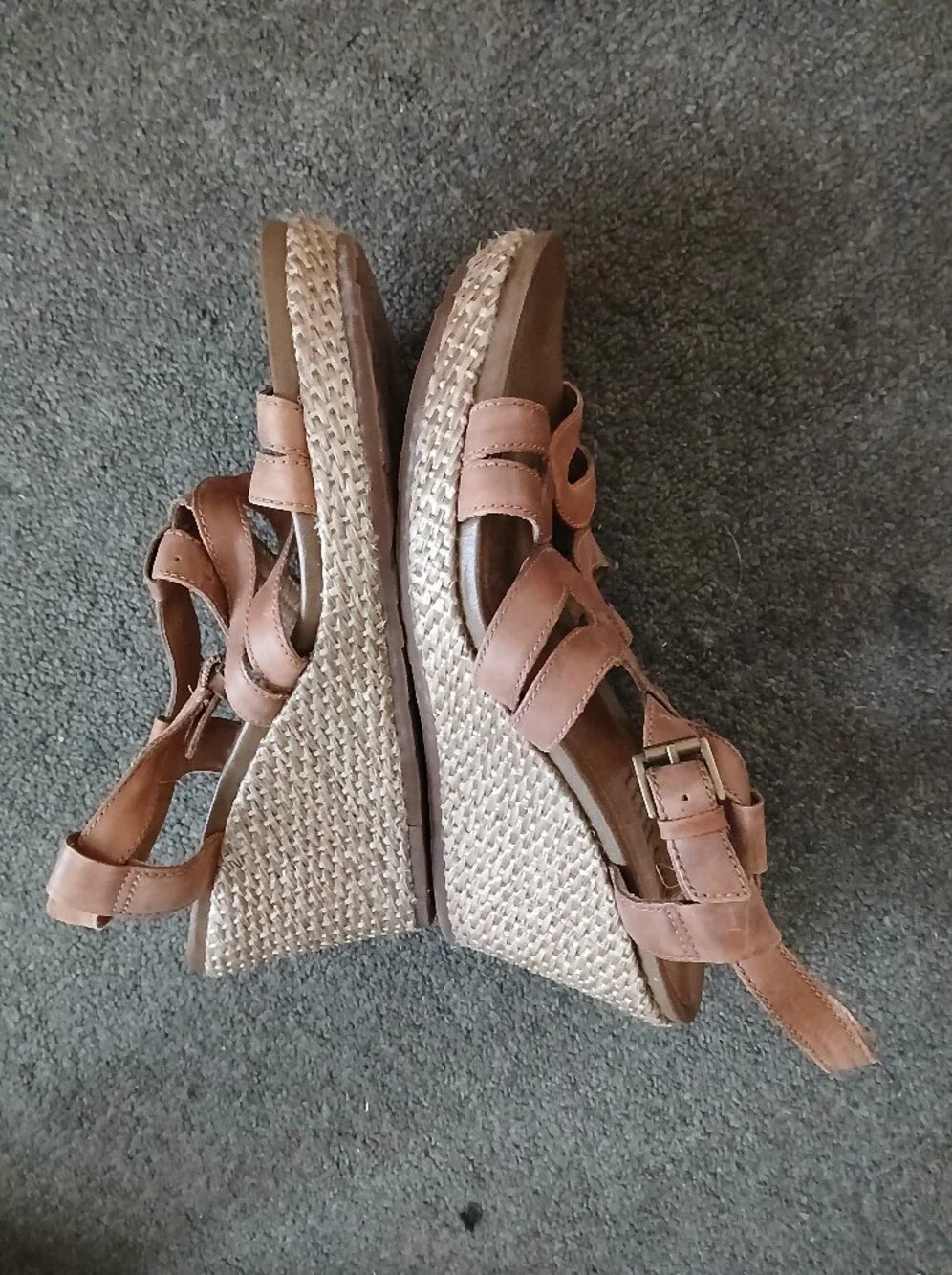 Cobb Hill Women's Tan Wedge Sandals with Braided Size 7.5M